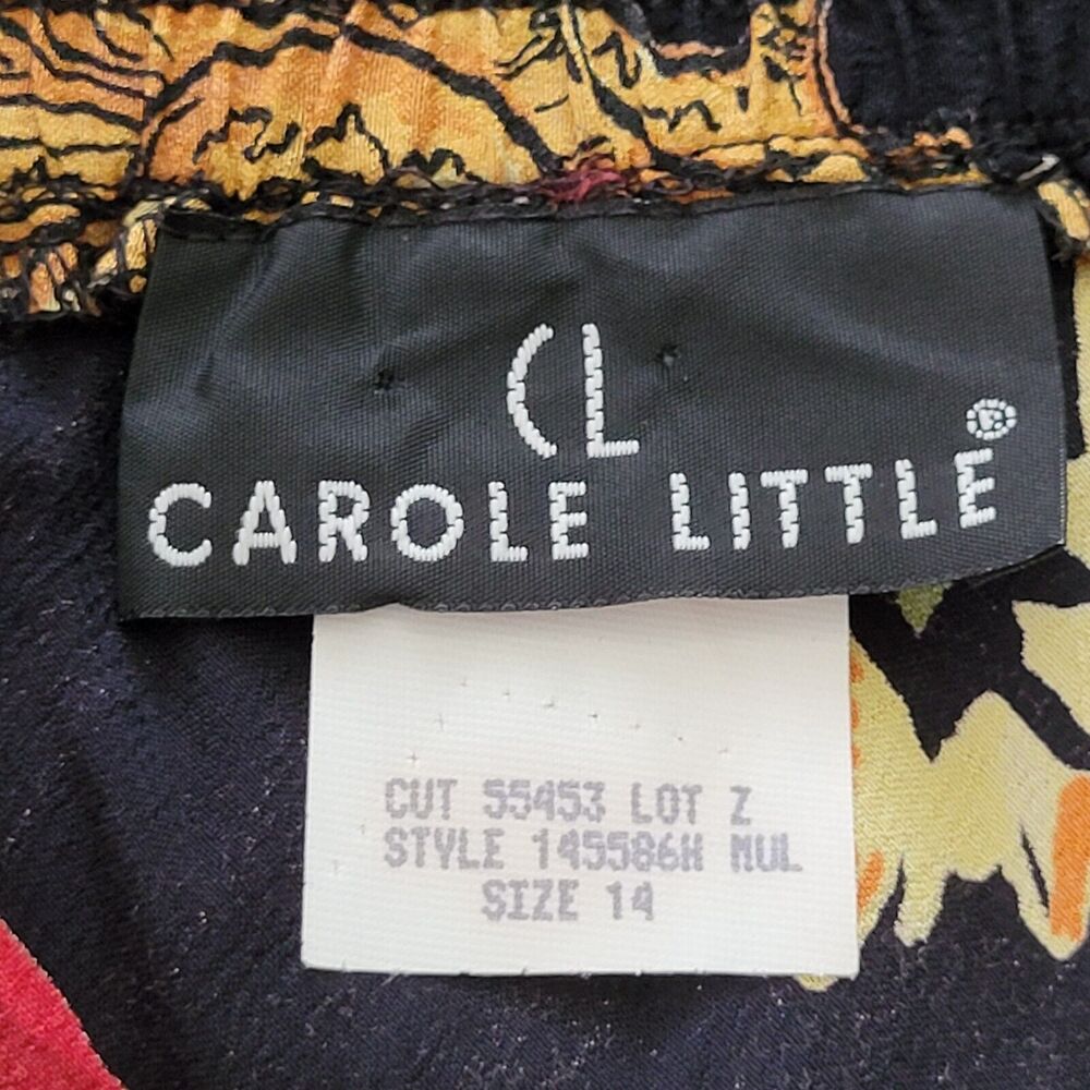 Vtg CAROLE LITTLE Floral Medallion Print Maxi Skirt Size 14 Crepe Pull On 90s XL - Picture 7 of 8